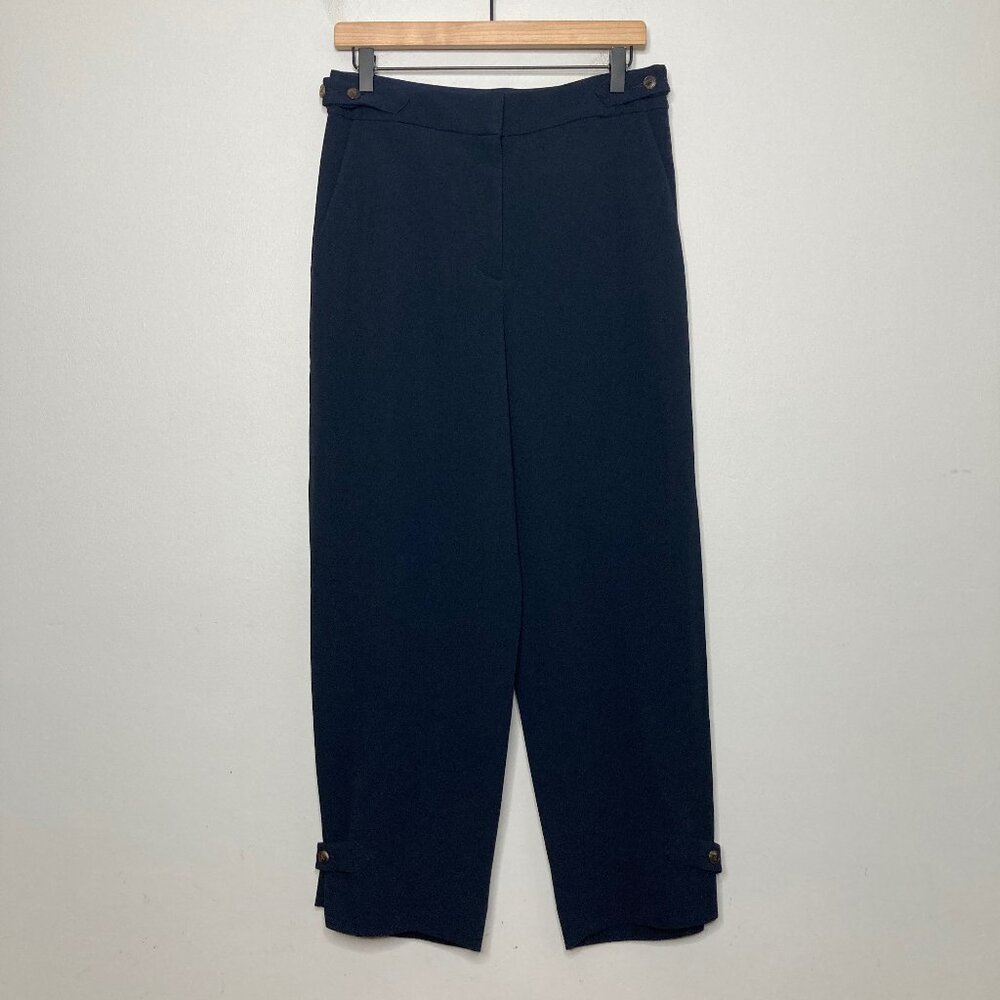 Tory Burch Crepe Cargo Pant Womens 6 Navy Crop Nautical Minimalist Quiet Luxury - Picture 4 of 16